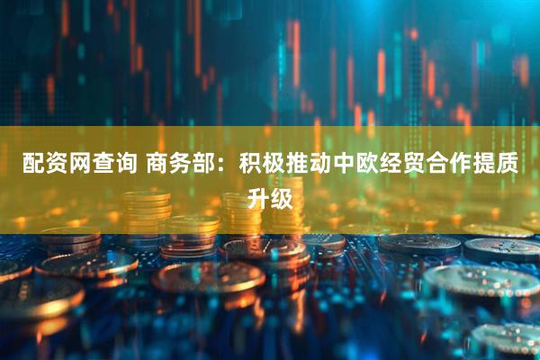 配资网查询 商务部：积极推动中欧经贸合作提质升级