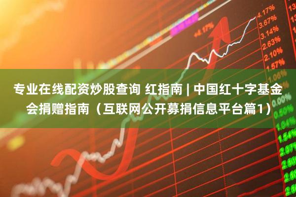 专业在线配资炒股查询 红指南 | 中国红十字基金会捐赠指南（互联网公开募捐信息平台篇1）